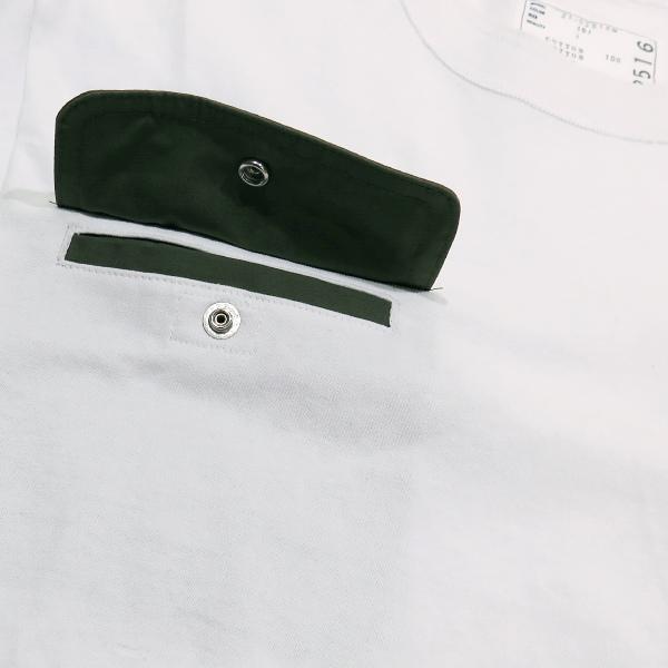 sacaiホワイト Tシャツ 五分袖 ポケット付き サカイ - sacai | Side Zip Cotton T-Shirt-White-1の通販