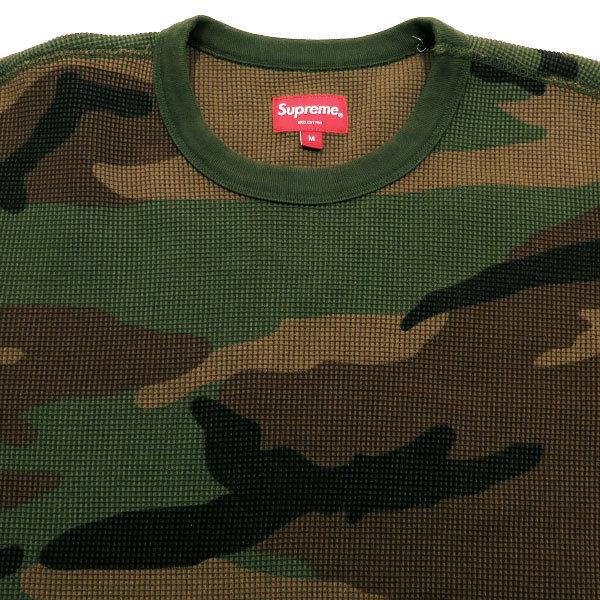 SUPREME シュプリーム 17AW SLEEVE LOGO WAFFLE THERMAL スリーブ ロゴ ワッフル サーマル ロングスリーブ  Tシャツ ウッドランドカモ 迷彩 ロンT