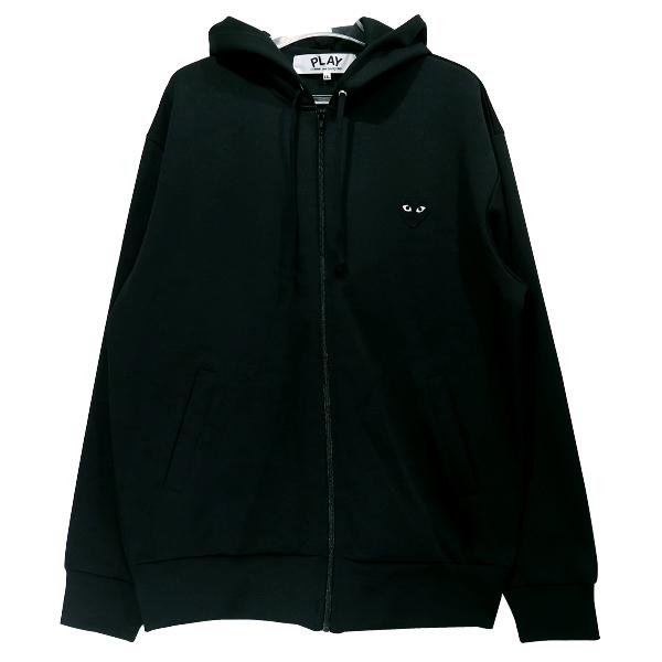 【希少】　PLAY COMME des GARCONS パーカー　ジップ　黒 PLAY COMME des GARÇONS: Cotton Zip-Up Hoodie With Red Emblem