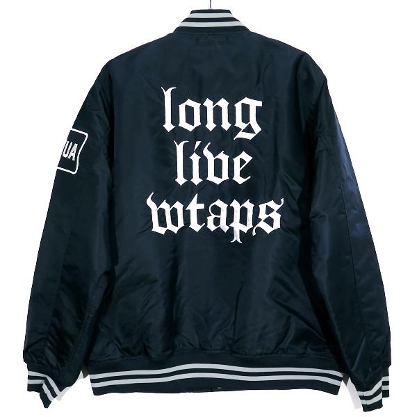 WTAPS ダブルタップス スタジャン 18SS BENCH/JACKET.NYLON.SATIN 181TQDT-JKM02 ベンチ ジャケット  ナイロン サテン スタジアムジャケット ネイビー