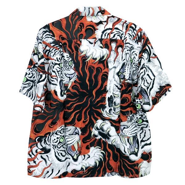 WACKO MARIA ワコマリア x TIM LEHI ティム リーハイ S/S HAWAIIAN SHIRT 23SS-WMS-HI06 ショートスリーブ ハワイアン シャツ レッド アロハシャツ タイガー｜nanainternational｜02