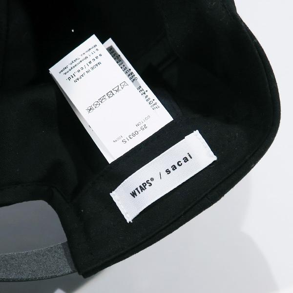 WTAPS x sacai Cotton Back Satin Cap 黒 タグ WTAPS ダブルタップス x sacai サカイ 24AW COTTON.BACK SATIN