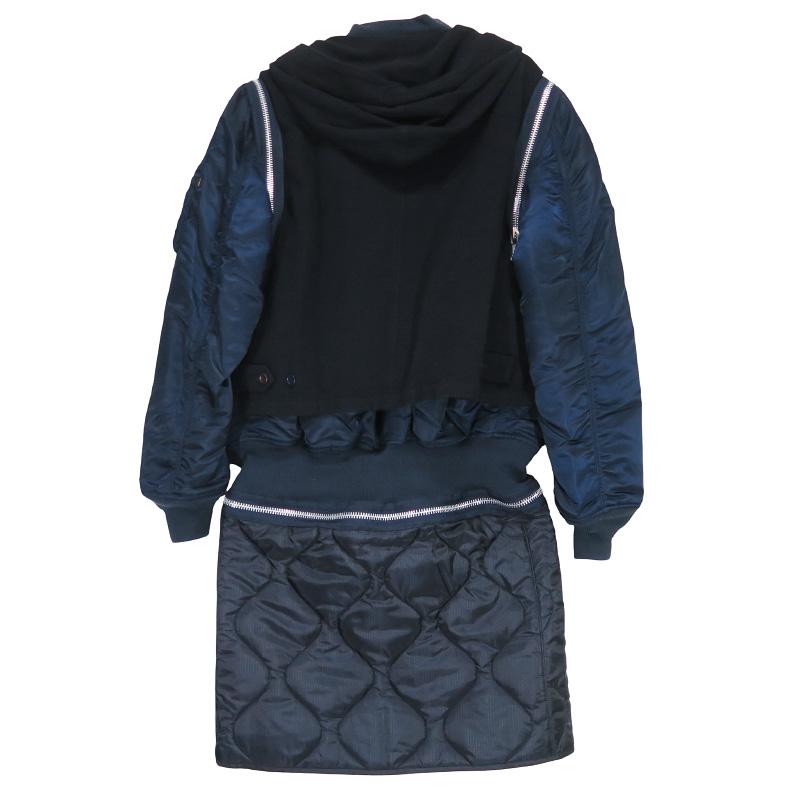 UNDERCOVER アンダーカバー x ALPHA INDUSTRIES アルファ インダストリーズ 縮絨フードベストレイヤードカスタムMA-1コート UC2A4315 アウター ジャケット 紺の画像