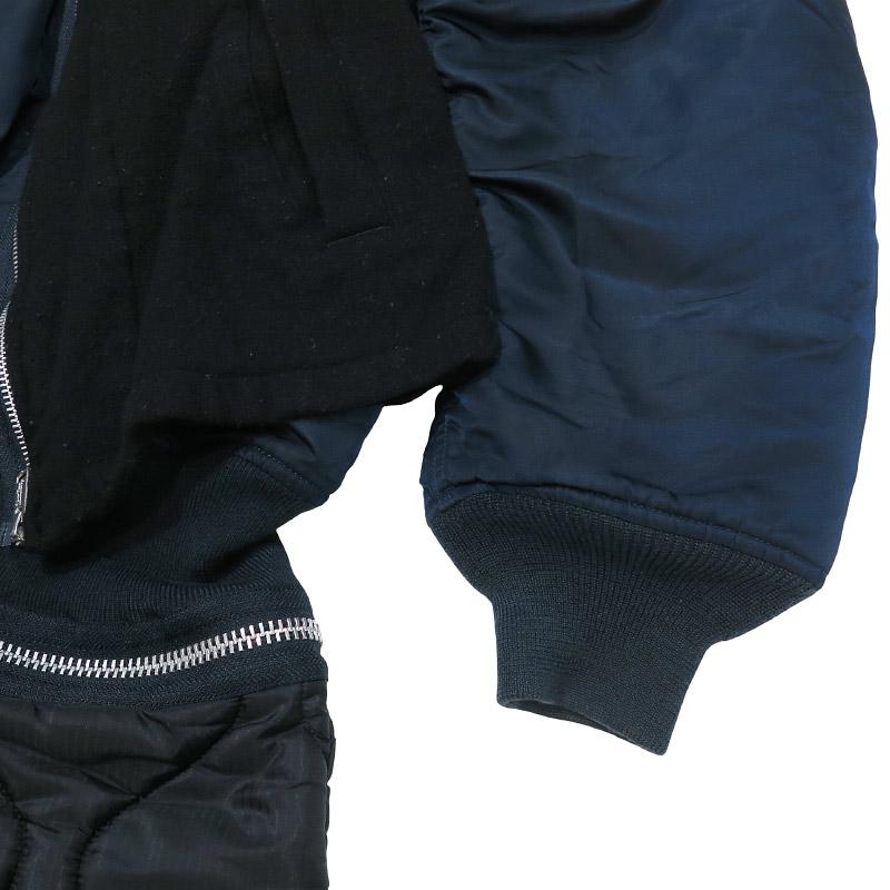 UNDERCOVER アンダーカバー x ALPHA INDUSTRIES アルファ インダストリーズ 縮絨フードベストレイヤードカスタムMA-1コート UC2A4315 アウター ジャケット 紺の画像