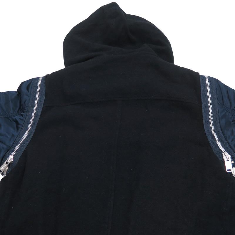 UNDERCOVER アンダーカバー x ALPHA INDUSTRIES アルファ インダストリーズ 縮絨フードベストレイヤードカスタムMA-1コート UC2A4315 アウター ジャケット 紺の画像