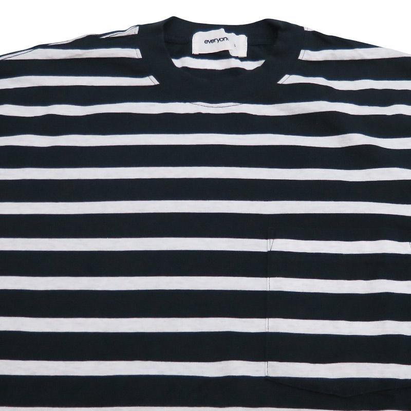 トップス everyone high gauge cotton border tee M everyone high-gauge cotton border long sleeve tee shirt (WHITE