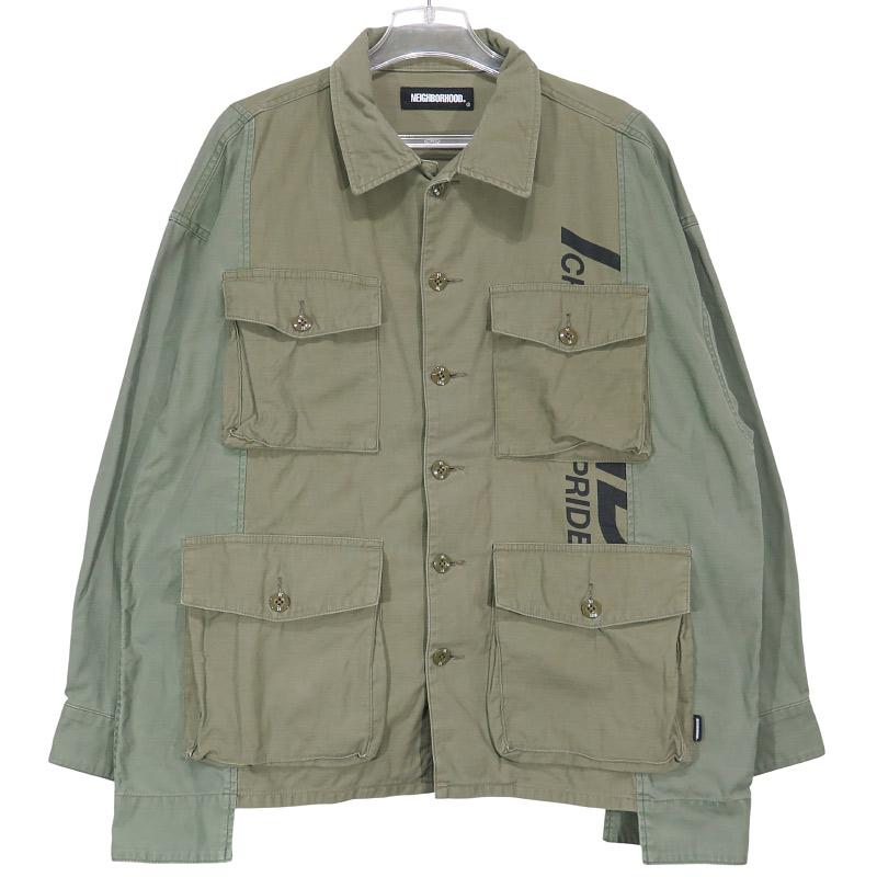 NEIGHBORHOOD マルチファンクショナルシャツ Mサイズ オリーブドラブ NEIGHBORHOOD（ネイバーフッド） 21AW BDU.MOD/C-SHIRT.LS 212AQNH