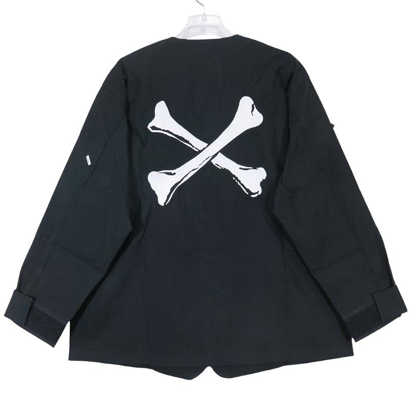 WTAPS ダブルタップス 22SS SCOUT/LS/NYCO.TUSSAH 221WVDT-SHM04 スカウト クロスボーン ロングスリーブ ノーカラー シャツ ブラック サイズ02(M)