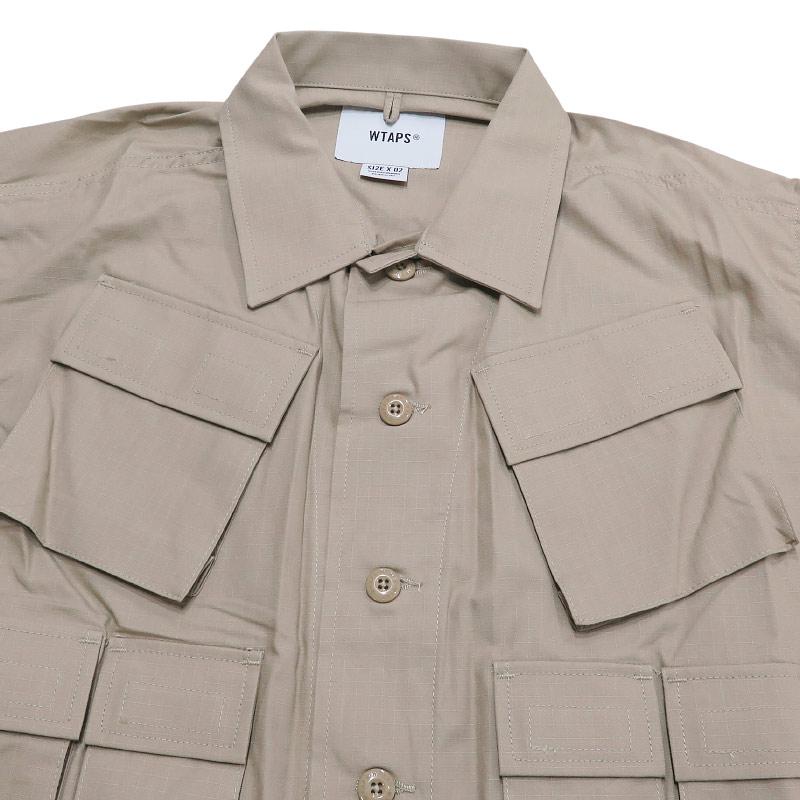 WTAPS ダブルタップス 20AW MODULAR/LS/COTTON.RIPSTOP 202BRDT-SHM02 モジュラー ロングスリーブ シャツ コットン リップストップ ベージュ 長袖 サイズ02(M)の画像