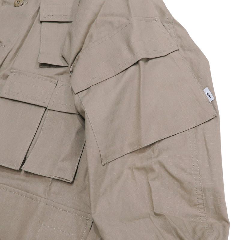WTAPS ダブルタップス 20AW MODULAR/LS/COTTON.RIPSTOP 202BRDT-SHM02 モジュラー ロングスリーブ シャツ コットン リップストップ ベージュ 長袖 サイズ02(M)の画像
