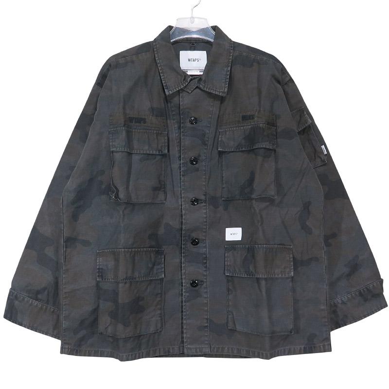 WTAPS ダブルタップス 20SS JUNGLE LS 02/SHIRT.COTTON. SATIN.CAMO 201WVDT-SHM03 ジャングル ロングスリーブ シャツ コットン ウッドランド サイズ02(M)