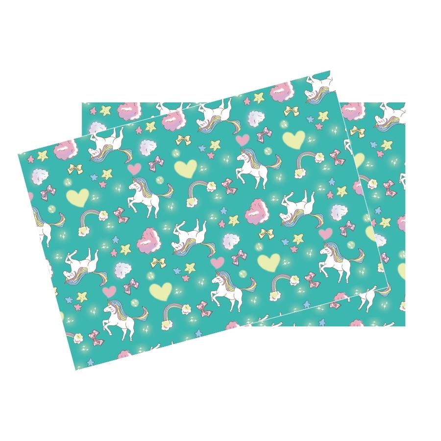 アニマル　ユニコーン　25×35　ランチョンマット　裏地なし　2枚　ハンドメイド アニマル ユニコーン 25×35 ランチョンマット 裏地なし 2枚