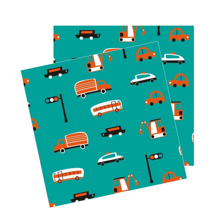 ランチョンマット(40cm×40cm) 2枚セット ビニール素材 撥水 働く車