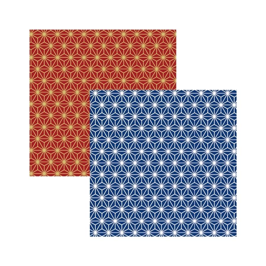 ランチョンマット(40cm×40cm) 2枚セット ビニール素材 撥水 和柄 赤 青