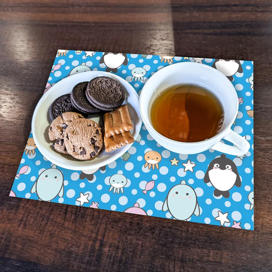 ランチョンマット(25cm×20cm) 2枚セット ビニール素材 撥水 海の生き物