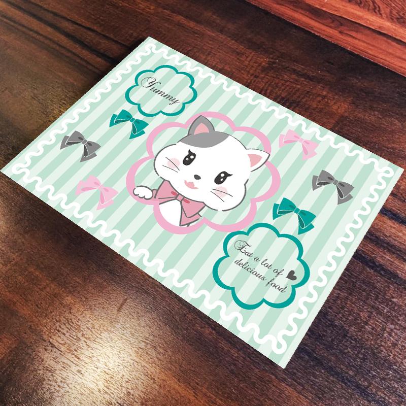 ランチョンマット(35cm×25cm) 2枚セット ビニール素材 撥水 ねこ 猫