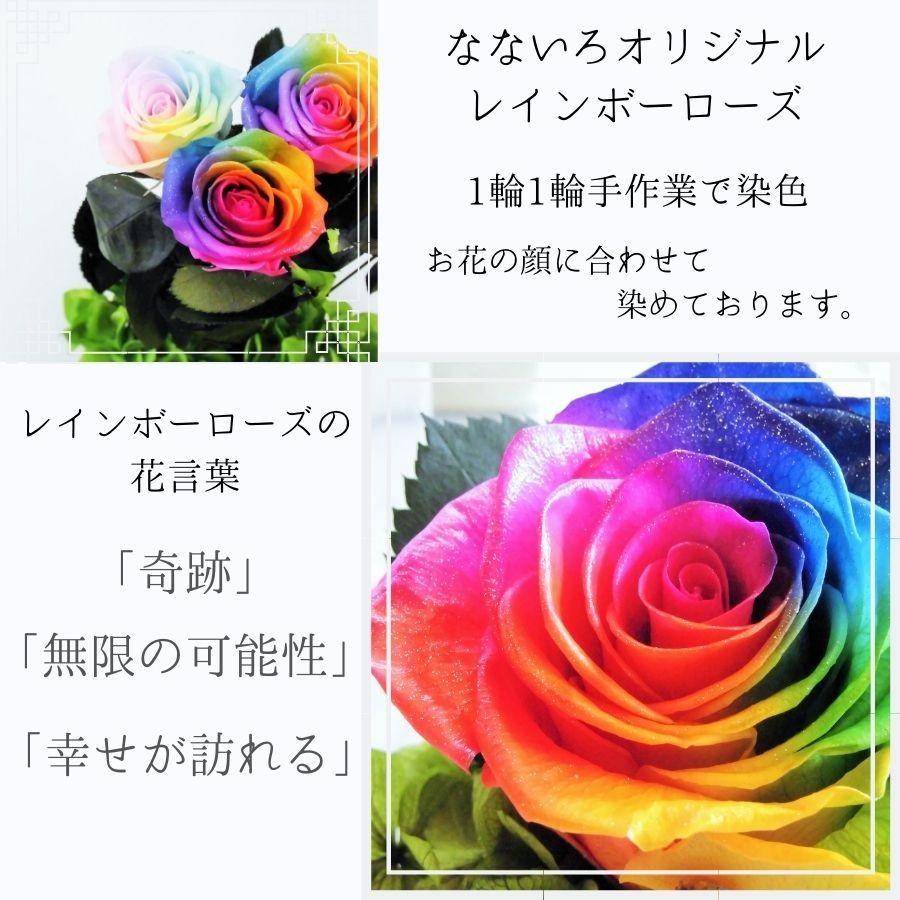 プリザーブドフラワー レインボーローズ ビッグサイズ 茎まで