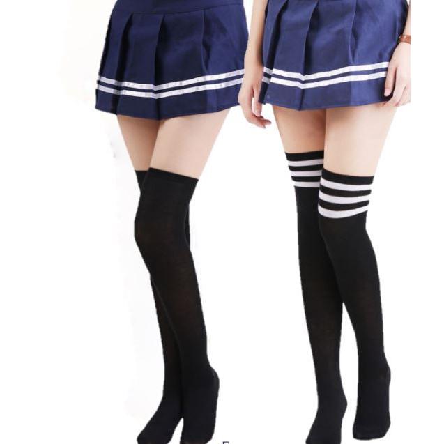 2足セット ニーハイ ニーハイソックス 靴下 ニーソ コスプレ レディース ストッキング 黒 黒白 2217 ナナイロストア 通販 Yahoo ショッピング
