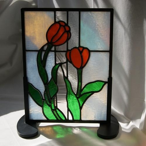 ステンドグラス♦︎ピンクフラワーパネル ステンドグラスパネル住宅用 ピンクローズ(1291) - メルカリ