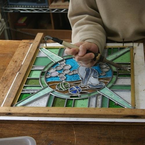 大型のステンドグラスのパネル 送料無料 ステンドグラス 桜 大型 パネル 2枚セット 建築 窓