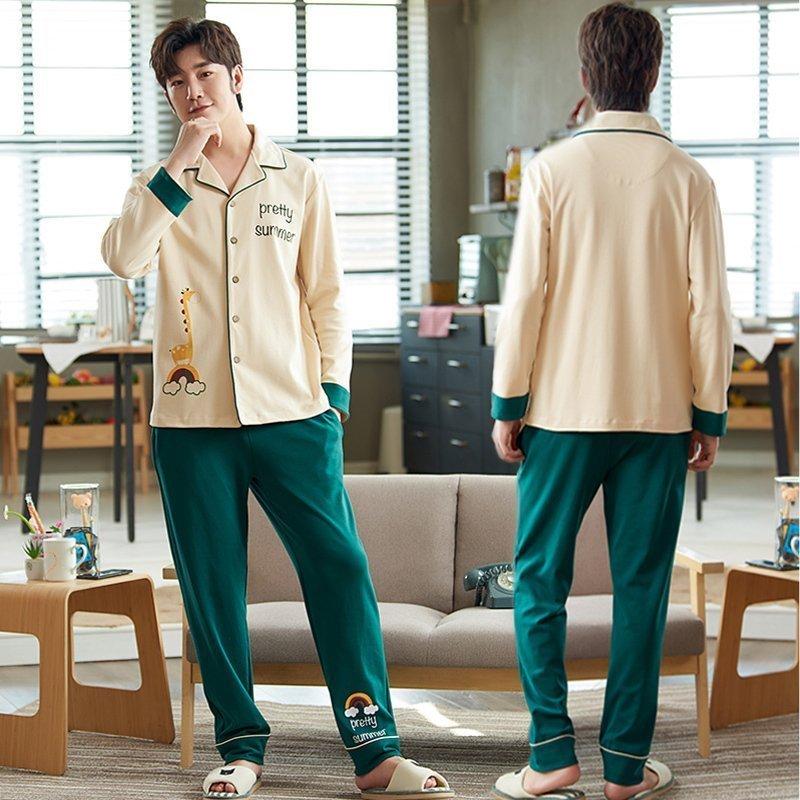 L 4lメンズパジャマ 大きいサイズ 48 98kg 吸汗通気 ゆったり 春夏秋冬 ガーゼ ねまき 通気吸湿 上下 長袖 長ズボン 部屋着 爆売り