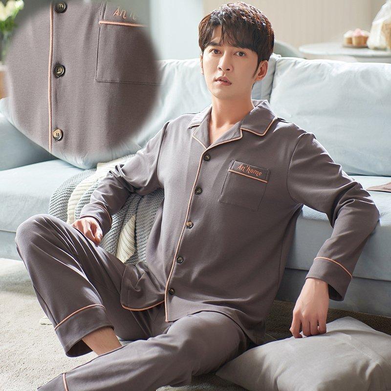 L 4lメンズパジャマ 大きいサイズ 48 98kg 吸汗通気 ゆったり 春夏秋冬 ガーゼ ねまき 通気吸湿 上下 長袖 長ズボン 部屋着 爆売り