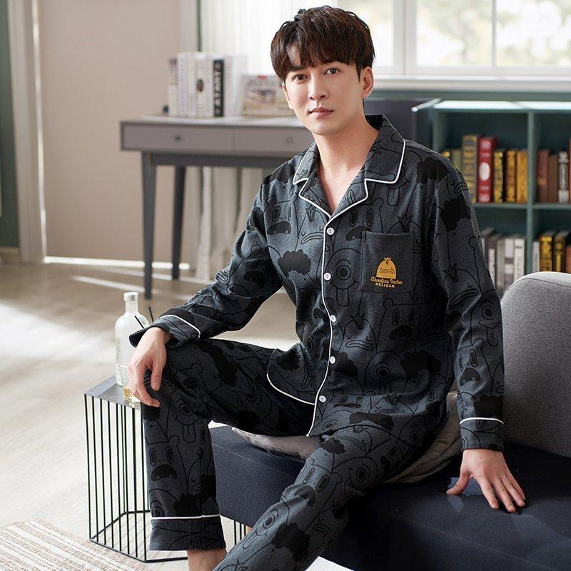 L 4lメンズパジャマ 大きいサイズ 48 98kg 吸汗通気 ゆったり 春夏秋冬 ガーゼ ねまき 通気吸湿 上下 長袖 長ズボン 部屋着 爆売り