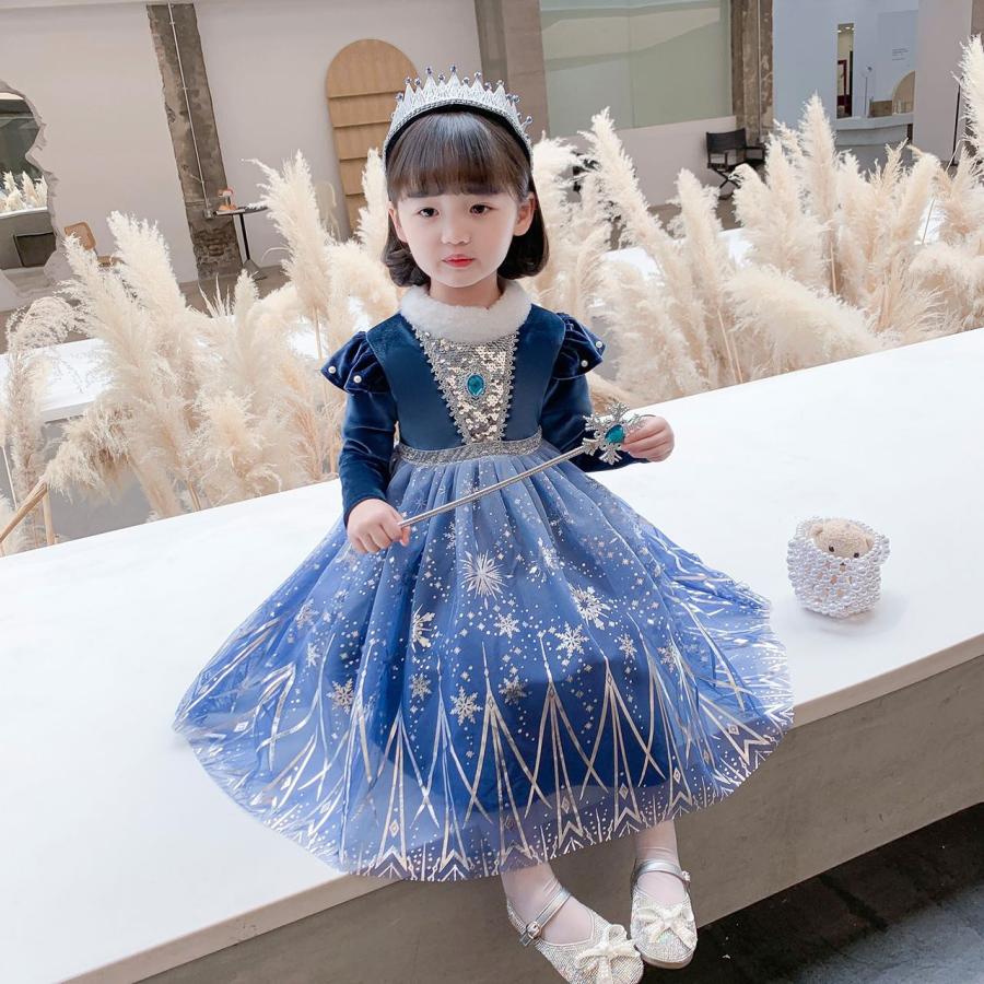 子供服 エルサ風 ドレス ワンピース クリスマス キッズ コスプレ アナ