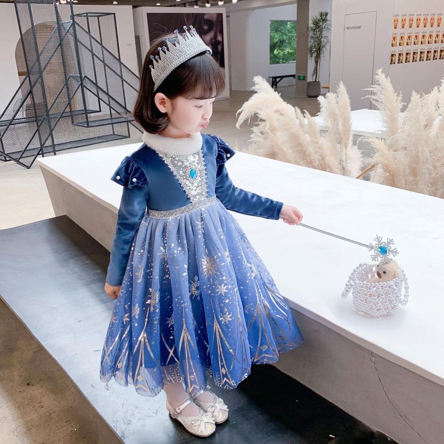 子供服 エルサ風 ドレス ワンピース クリスマス キッズ コスプレ アナ