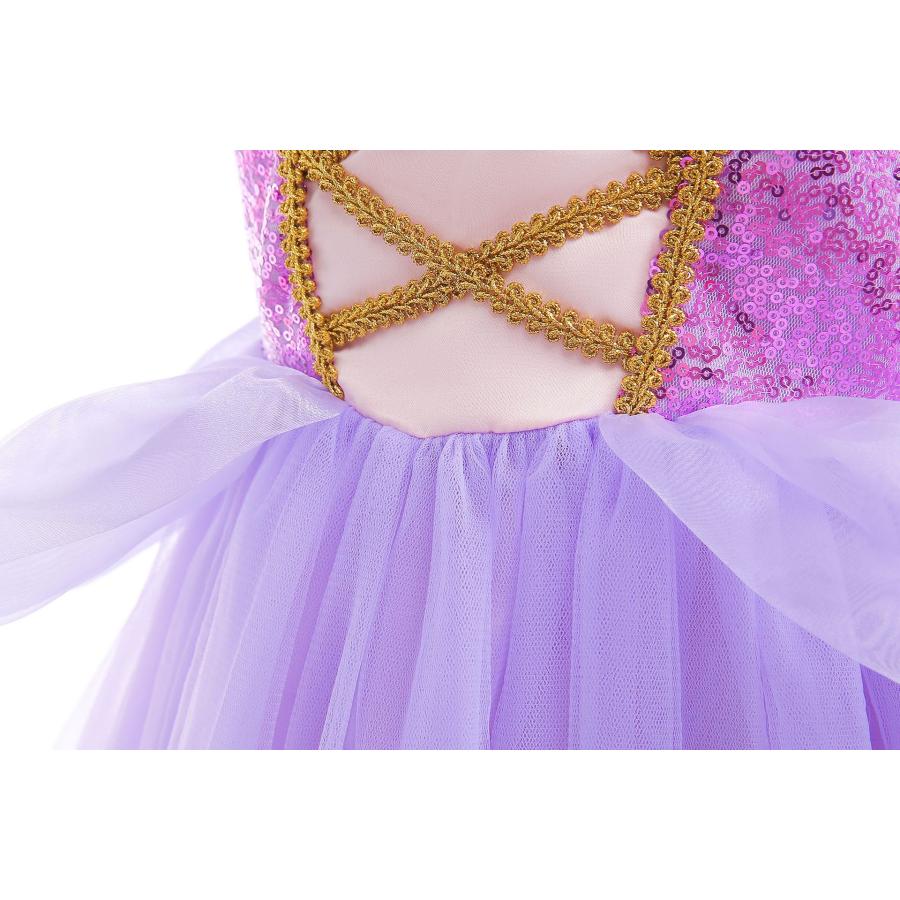 キッズ服 コスプレ ラプンツェル ドレス 4点セット 塔上 ティアラ