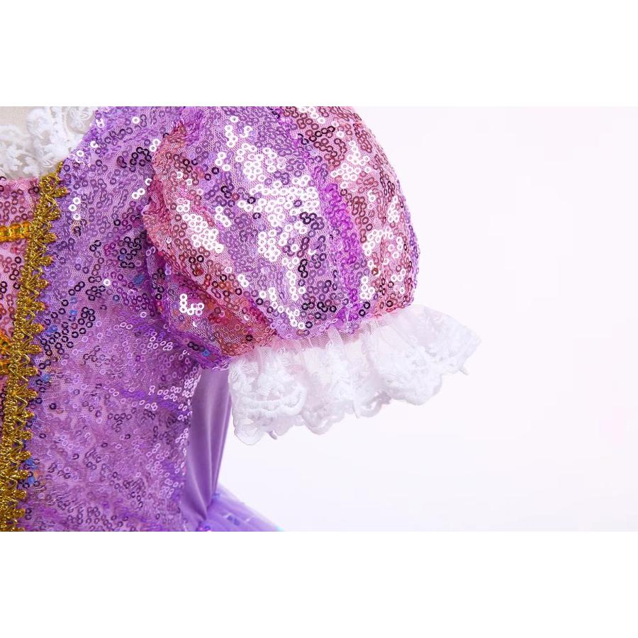 キッズ服 コスプレ ラプンツェル ドレス 4点セット 塔上 ティアラ