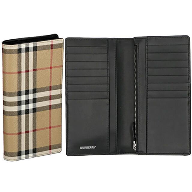 バーバリー 長財布 メンズ ブランド BURBERRY チェック 8069819 ベージュ/ブラックの画像