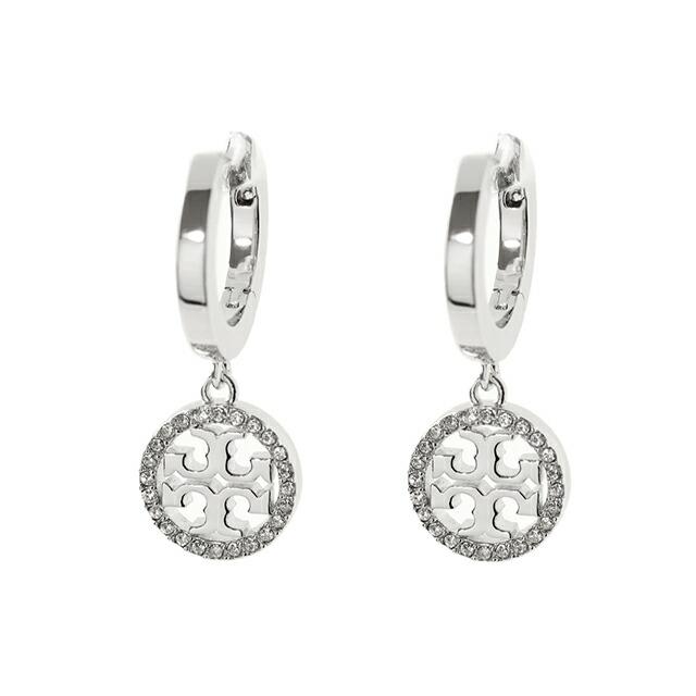 トリーバーチ ピアス レディース ブランド TORY BURCH MILLER PAVE HUGGIE HOOP EARRING フープ 両耳用 87041-042 Tory Silver アクセ_1