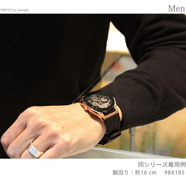 ブローバ カーブ ハイプレシジョンクォーツ 腕時計 ブランド メンズ クロノグラフ オープンハート BULOVA 98A185 アナログ ブラック 黒の画像