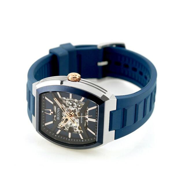 ブローバ クラシック マキナ 自動巻き 腕時計 ブランド メンズ オープンハート BULOVA 98A318 アナログ ネイビーの画像
