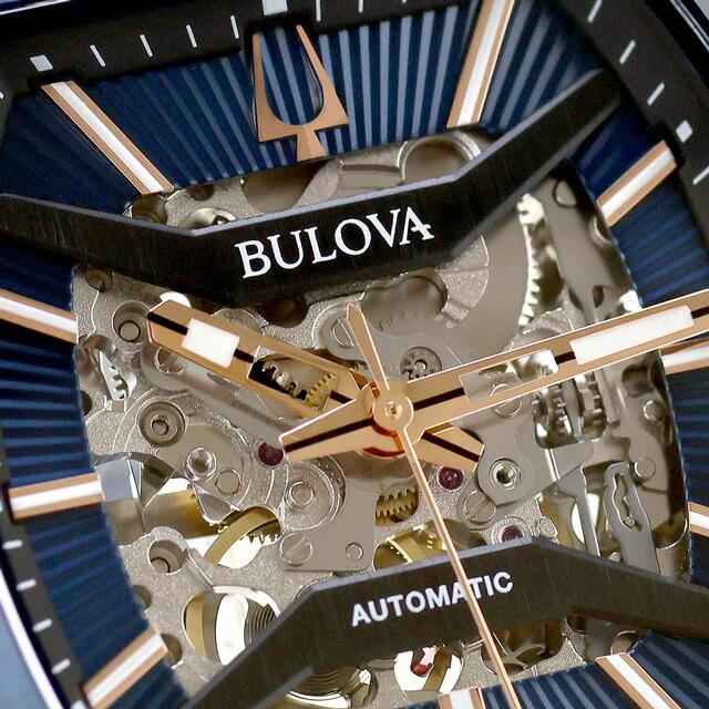ブローバ クラシック マキナ 自動巻き 腕時計 ブランド メンズ オープンハート BULOVA 98A318 アナログ ネイビーの画像