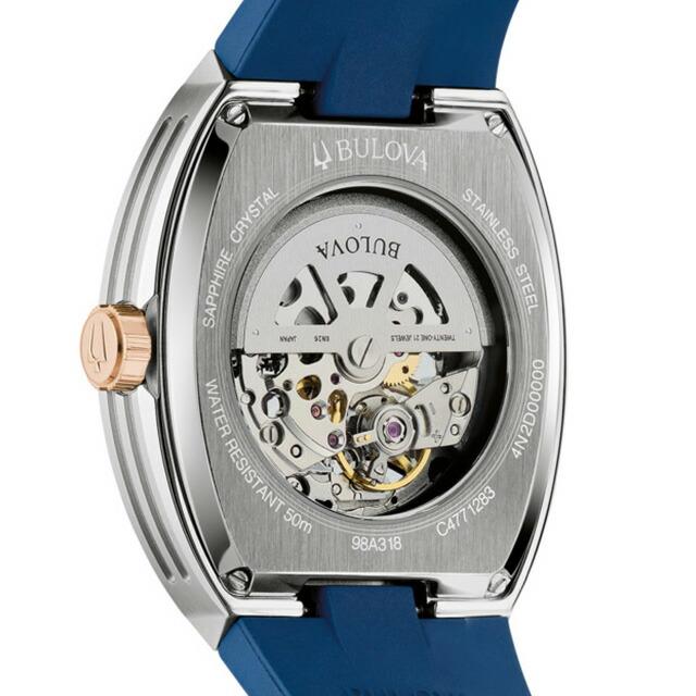 ブローバ クラシック マキナ 自動巻き 腕時計 ブランド メンズ オープンハート BULOVA 98A318 アナログ ネイビーの画像