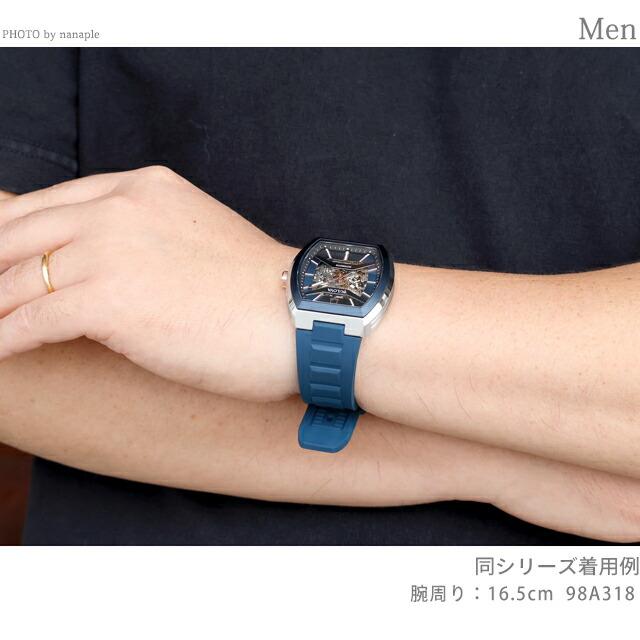 ブローバ クラシック マキナ 自動巻き 腕時計 ブランド メンズ オープンハート BULOVA 98A318 アナログ ネイビーの画像