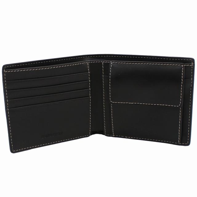 【新品未使用品】BURBERRY 二つ折り財布 黒 BURBERRY】バーバリー 二つ折り財布 レザー レディース 黒