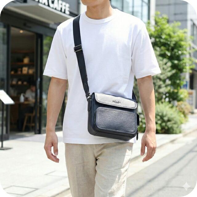 COACH コーチ ショルダーバッグ メッセンジャーバッグ メンズ CY800 QBBHP ネイビー 斜めがけ_1