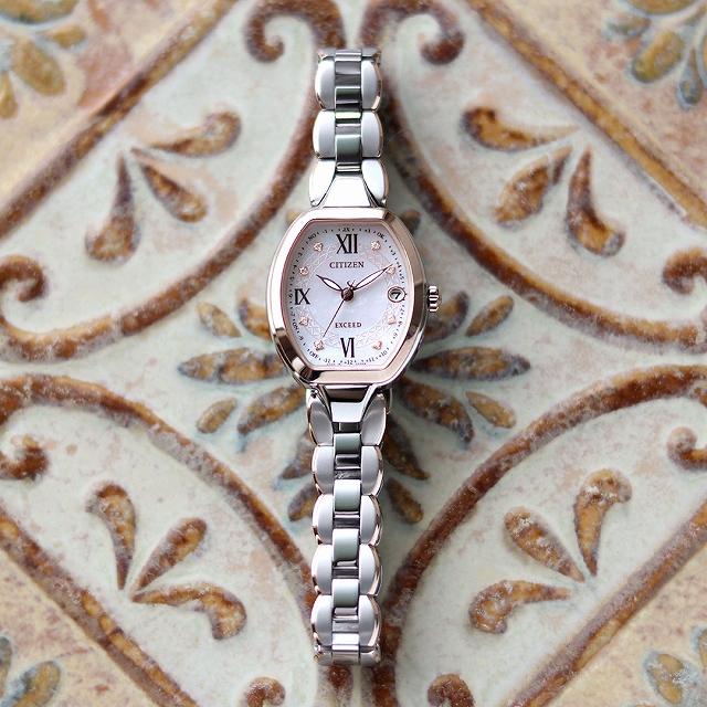 ⭐️美品⭐️シチズン エクシード ピンク ES9484-55W ダイヤ 電波時計 EXCEED(CITIZEN) シチズン エクシード レディース エコドライブ