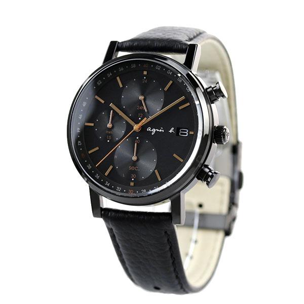 毎日さらに+10倍 アニエスベー クロノグラフ ソーラー メンズ 腕時計 ブランド FBRD935 オールブラック 黒 革ベルト｜nanaple-ya｜02