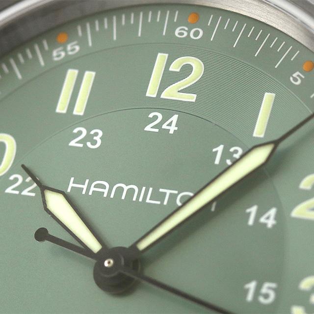 ハミルトン カーキ フィールド チタニウム オート 42mm 自動巻き 機械式 腕時計 ブランド メンズ チタン 革ベルト H70545560 アナログ グリーンの画像