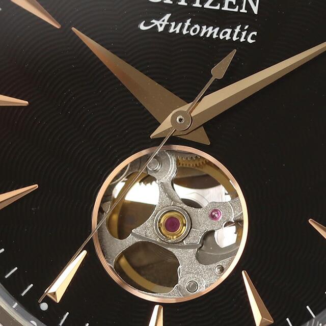 シチズン コレクション メカニカル オープンハート 自動巻き 腕時計 ブランド メンズ オープンハート CITIZEN COLLECTION NH9131-14E アナログ ブラック 黒の画像