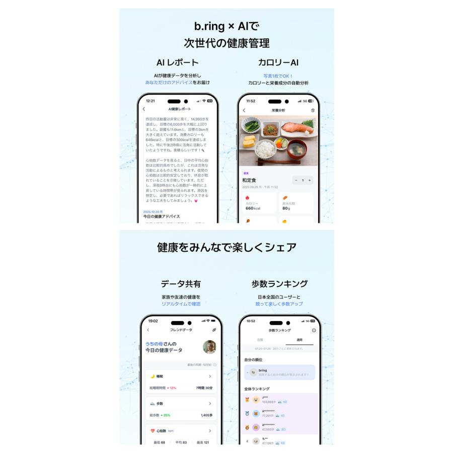 ブリング G2 第二世代 充電式クォーツ スマートリング ブランド メンズ レディース Bluetooth b.ring 選べるモデルの画像