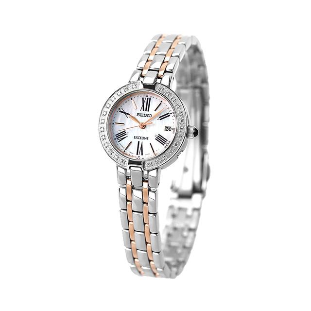SEIKO EXCELINE ダイヤ付　ソーラー腕時計 Exceline SEIKO ドルチェ&エクセリーヌ ソーラー電波 ダイヤモンド