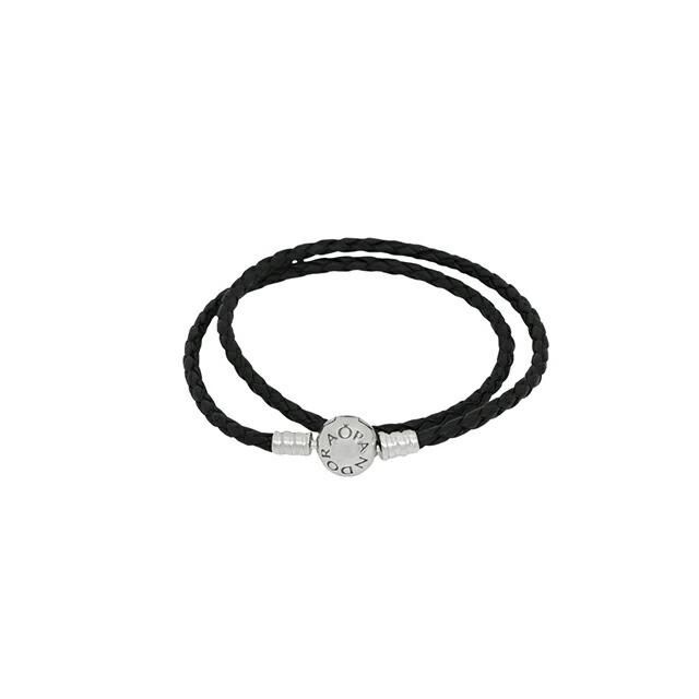 PANDORA（パンドラ） PANDORA Moments Double Black Leather Bracelet