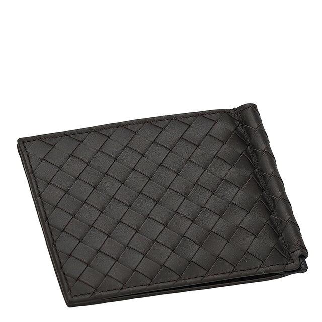 ボッテガ・ヴェネタ 二つ折り財布 メンズ ブランド BOTTEGA VENETA イントレチャート レザー 123180-V47W1 ブラウンの画像