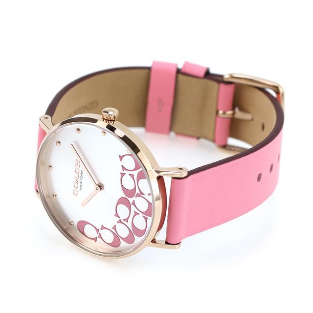 COACH シルバー/ピンク アナログ時計 COACH コーチ PERRY ペリー腕時計 レディース クオーツ 2針 レザー