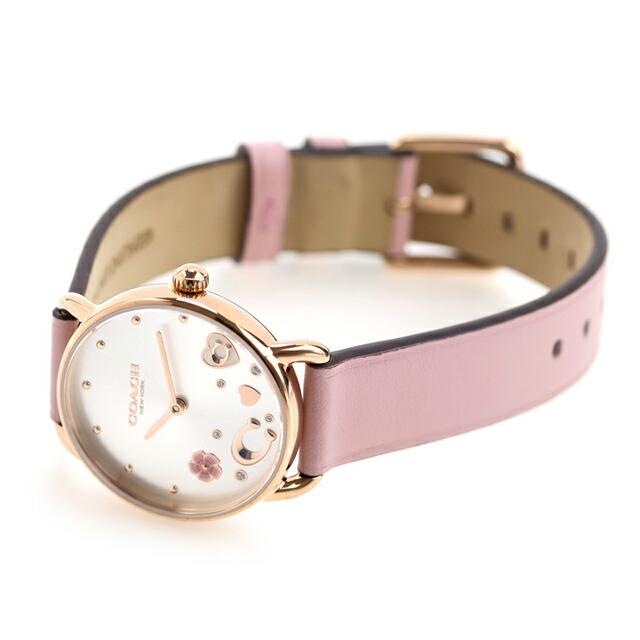 美品　COACH　腕時計　クォーツ　レディース　レザー　花柄　稼働中 COACH（コーチ） エリオット クォーツ 電池式 腕時計 ブランド